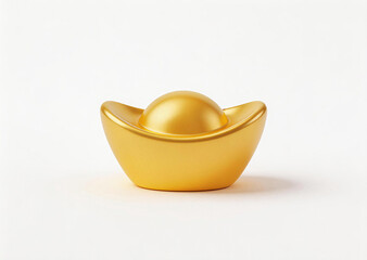Golden Chinese Yuanbao on White Background