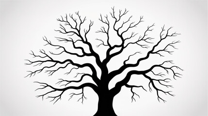 Obraz premium Vector bare tree silhouette
