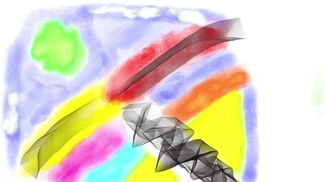 Creazione dipinto digitale astratto con forme luminose, pennellate dinamiche e colori vibranti