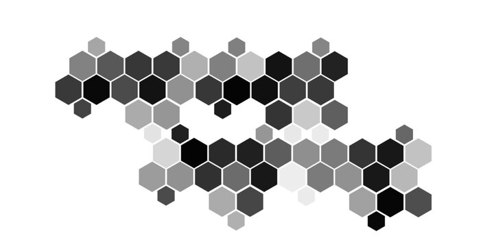 Black hexagon photo collage template. Honeycomb layout design element, blank frames for photo collection, overlay, montage, clipping, layer mask.vector eps 10.