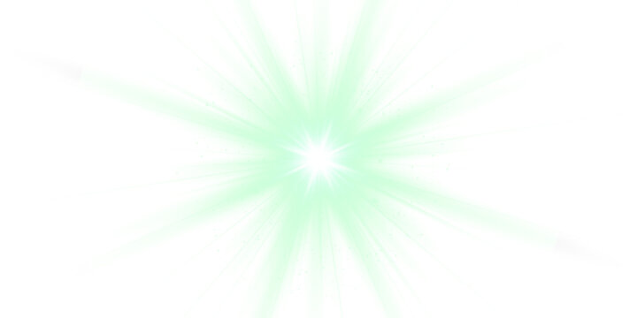 High-quality green light effect with sparkling star and flares, featuring shimmering highlights and starry flares for a beautiful shimmering lens flare light effect on green backgrounds.