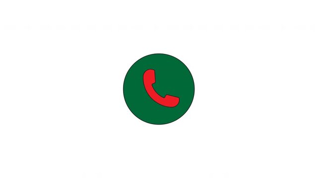Green phone receiver animation with smooth pop-in effect, representing calling or contact actions. Ideal for customer service, communication apps, business presentations, and mobile UI design.