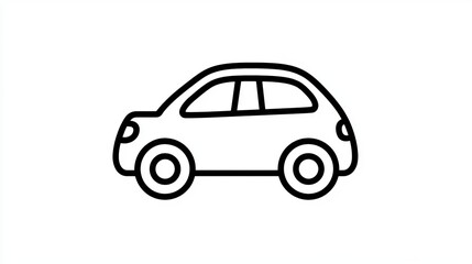 Fototapeta premium Whimsical Black Outline Toy Car, Minimalist Single Line Drawing of a Classic Vehicle Design