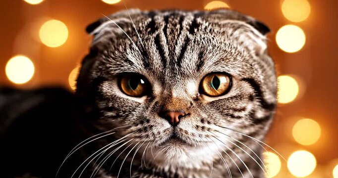 Closeup of a Scottish Fold Cat.