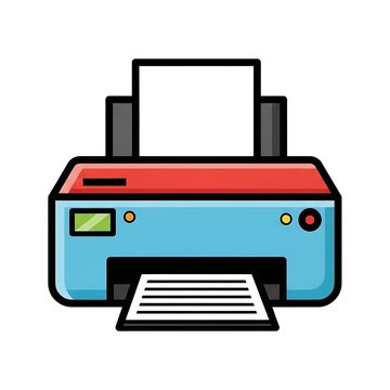 Colorful Cartoon Printer with Paper Output.