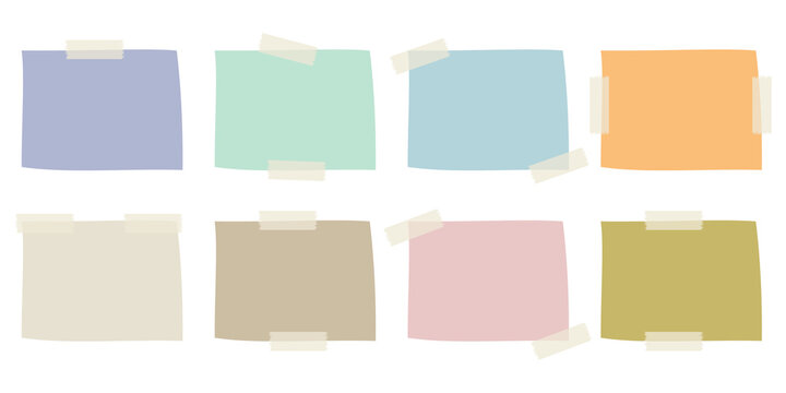 Colorful sticky notes with tape collection isolated