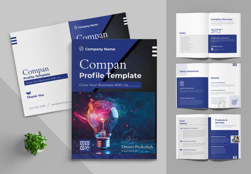 Creative Company Profile Template With Blue Color