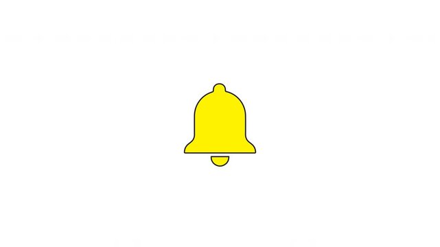 Animated yellow bell icon with subtle ringing motion, perfect for alerts, reminders, subscriptions, and push notifications. Clean flat vector style on black background.