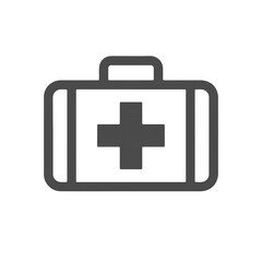 Obraz premium First Aid Medical Kit Icon in Minimal Flat Gray Style Isolated on White Background