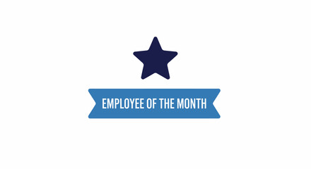 Obraz premium Employee of the Month Award Banner with Blue Star Vector Illustration Symbolizing Recognition and Achievement
