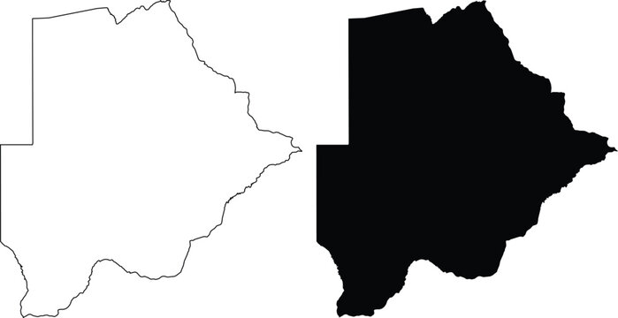 Botswana Map Outline And Silhouette black and white