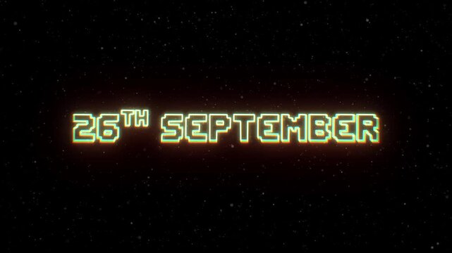 26th September Neon text with retro style