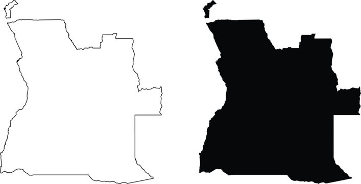 Outline and Silhouette Map of Angola africa