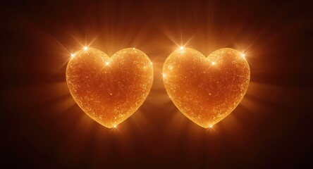 Fototapeta premium Pair of radiant hearts shining with bright illumination
