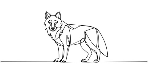 Continuous line(Square), Siberian Husky. Drawing of set Animals. (Vector illustration one line drawing) © JCS Graphic Design 