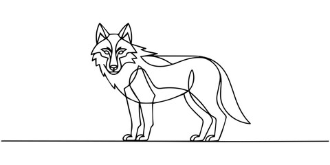 Continuous line(Square), Siberian Husky. Drawing of set Animals. (Vector illustration one line drawing) © JCS Graphic Design 