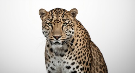 Fototapeta premium Studio shot of a leopard with clear white background for animal portrait