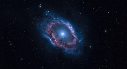 Obraz premium Vivid planetary nebula with glowing gas filaments and star field