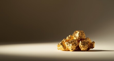 Naklejka premium Soft shadowed background displaying unrefined gold ore from mining operation