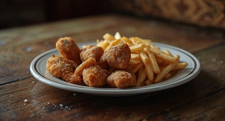 Brazilian fried fish bait dish complemented by seasoned French fries