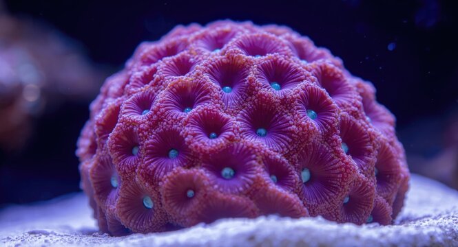 Unique rainbow acanthastrea coral showcasing moon crater impressions