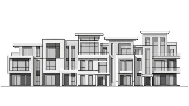 Modern townhouse apartment building architectural facade.