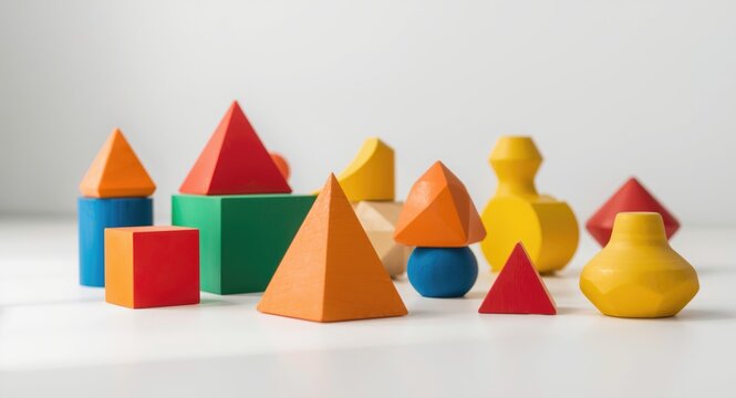 Colorful wooden Montessori materials aiding preschool cognitive growth through sensory shape and color play