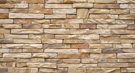 Obraz premium Detailed beige stone wall surface with mixed rock and brick composition