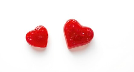 Obraz premium Glossy red heart shaped candy piece separated on clean background