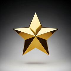 A sleek and shiny golden star with a reflective surface against a dark background