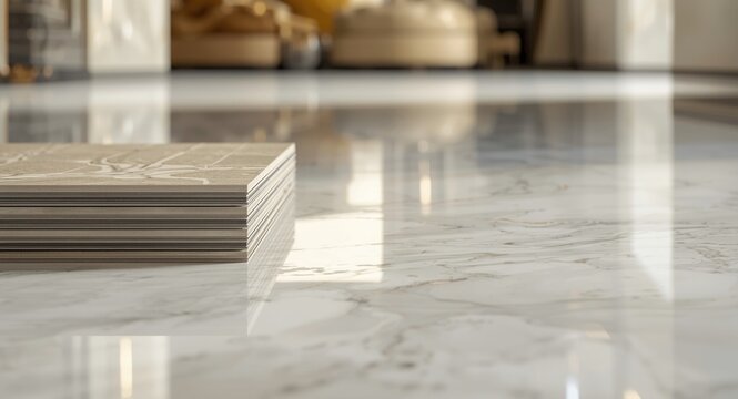 vinyl tile stack on luminous marble floor highlighting luxury interior design theme