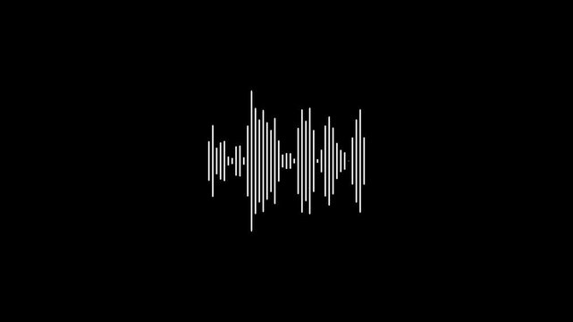 Sound wave animation isolated on black background. Audio waveform with frequency animated lines. Abstract sound wave background. motion 4k video