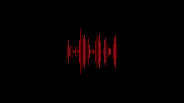 Sound wave animation isolated on black background. Audio waveform with frequency animated lines. Abstract sound wave background. motion 4k video