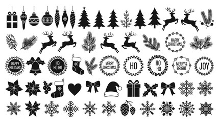 A collection of festive Christmas icons and holiday decorations © GW