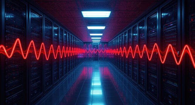 Network wave fluctuations monitored in a cutting edge server room layout