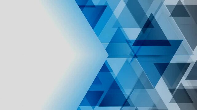 Abstract background with blue triangles and white space design.