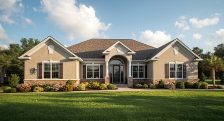 An inviting suburban home bathed in natural daylight on a clear day