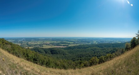 Scenic natural panorama with clear blue sky