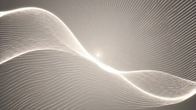 Elegant undulating wave of luminous particles creating a bright, ethereal and abstract background with a subtle glow