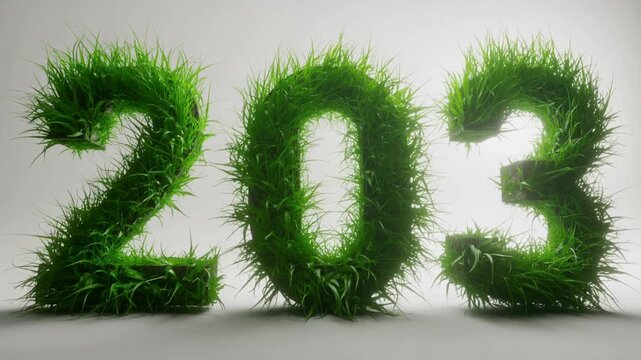 The number 203 made of green grass, symbolizing nature and growth.