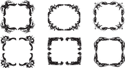 Six distressed photo frame borders in two rows