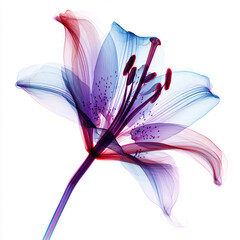 Fototapeta premium Transparent Blue Purple Lily Flower with Delicate Glass-Like Petals