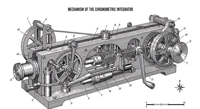 Diagram of a chronometric integrator mechanism