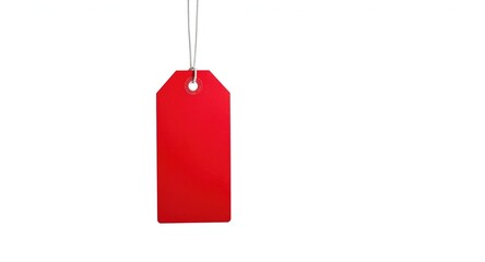 Sales red price tag with string on isolated white background for retail offers