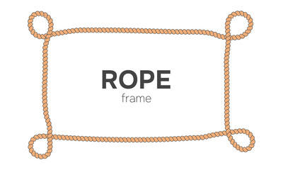 Nautical rope frame with continuous twisted cord. Rectangle textured border in childish style. Design for maritime art, travel themes and decorative print layouts © Tatiana