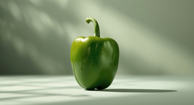 Single green serrano pepper with firm texture and spicy heat