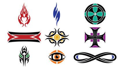 Colorful tattoo designs arranged in a grid layout