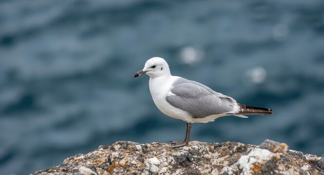 Seabird Larus fuscus monitoring during island coastal exploration
