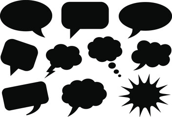 Fototapeta premium Collection of black speech and thought bubbles speech bubble