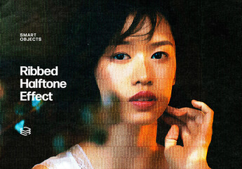 Ribbed Halftone Effect Mockup